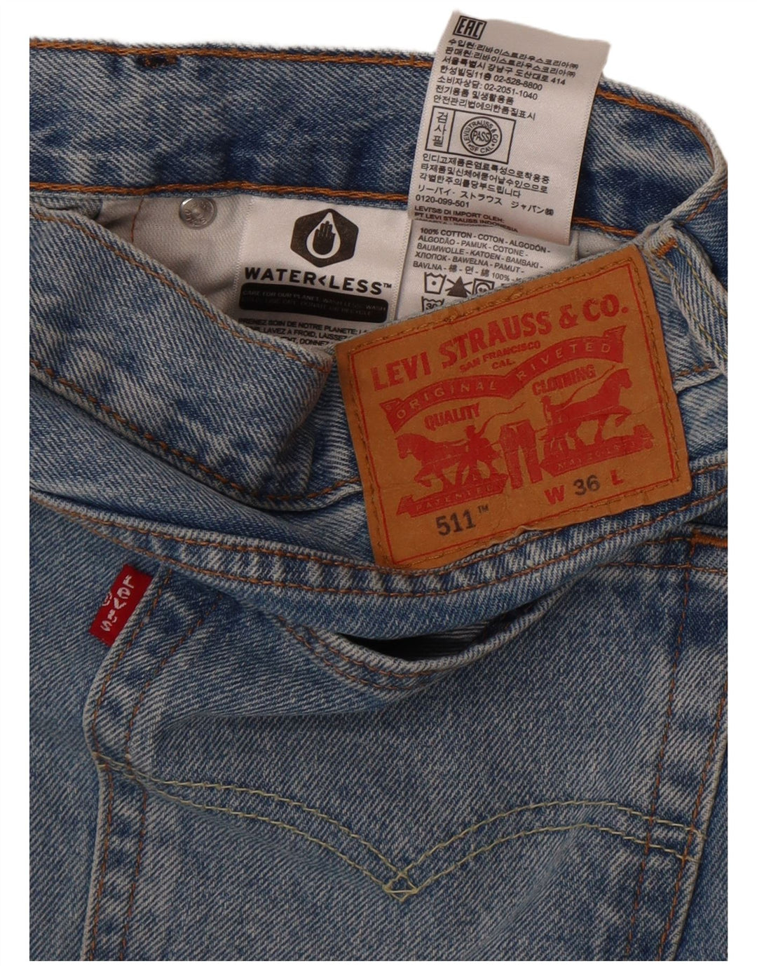 Levi's Herre 511 denimshorts W36 Large Blue Cotton