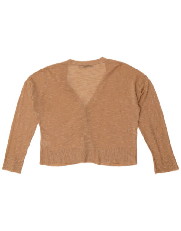 Oasis Womens Crop Cardigan Sweater UK 14 Medium Beige Flecked Viscose