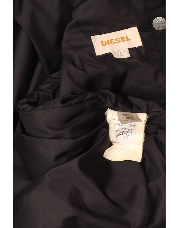 DIESEL Mens Military Jacket UK 40 Large Black Polyester