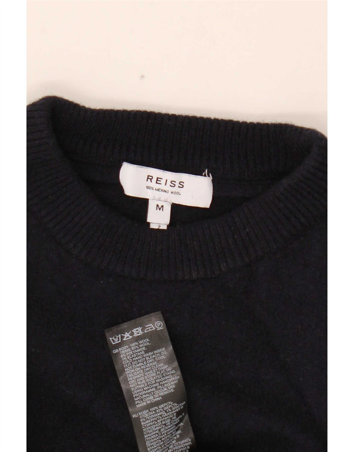 Reiss trøje med rund hals til mænd Medium marineblå Colourblock Uld