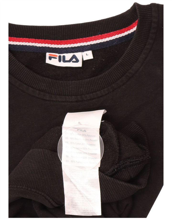 Fila Herre Grafisk Sweatshirt Jumper Stor Sort Bomuld