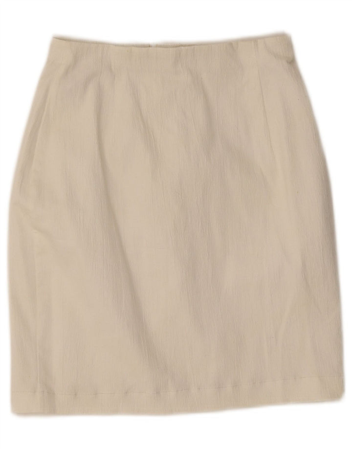 Marks & Spencer Dame Mini Pencil Skirt UK 10 Small W25 White Polyester