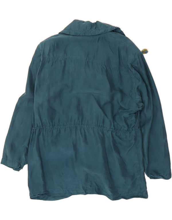 CHARON Womens Bomber Jacket UK 14 Medium Green Silk