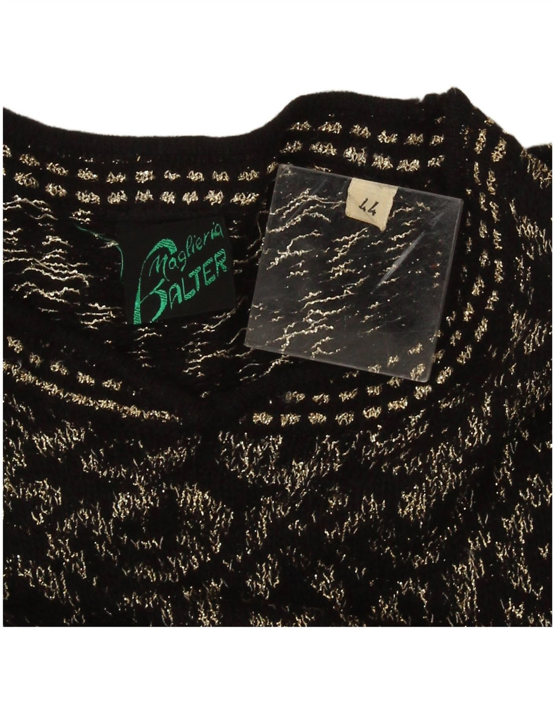 Vintage dame sweater med rund hals IT 44 Medium Sort Geometrisk