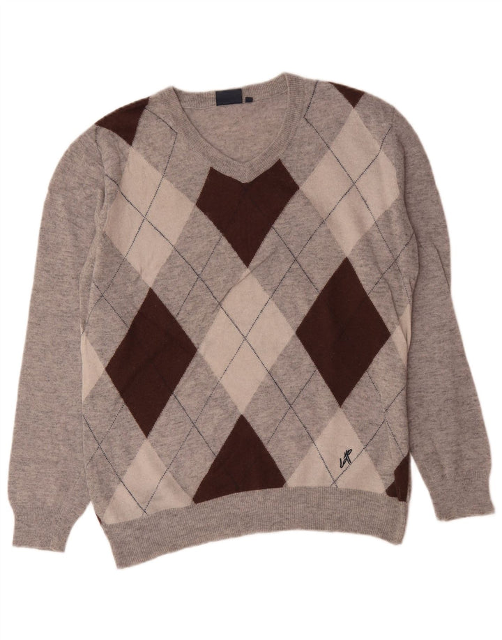 Lotto Herre V-hals sweater XL Grå Argyle/Diamond Wool