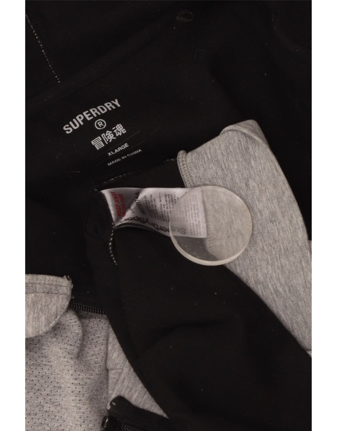 SUPERDRY Herre grafisk hættetrøje med lynlås XL Grå bomuld