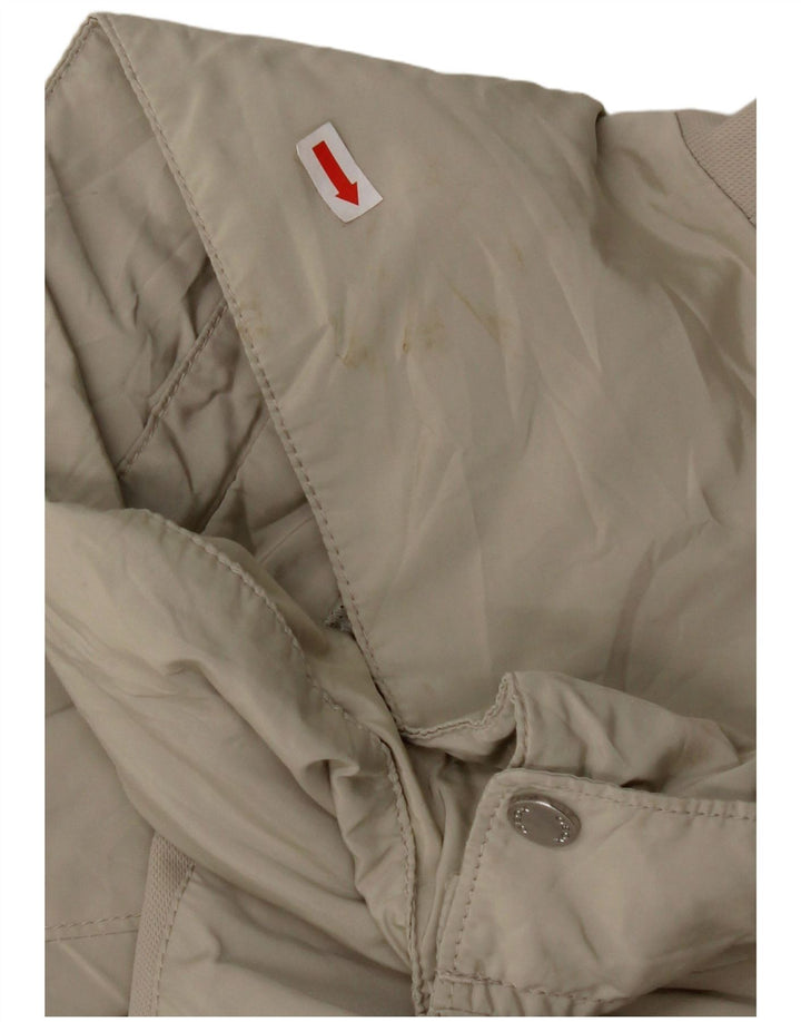 GEOX Womens Hooded Bomber Jacket UK 14 Large Beige Polyester