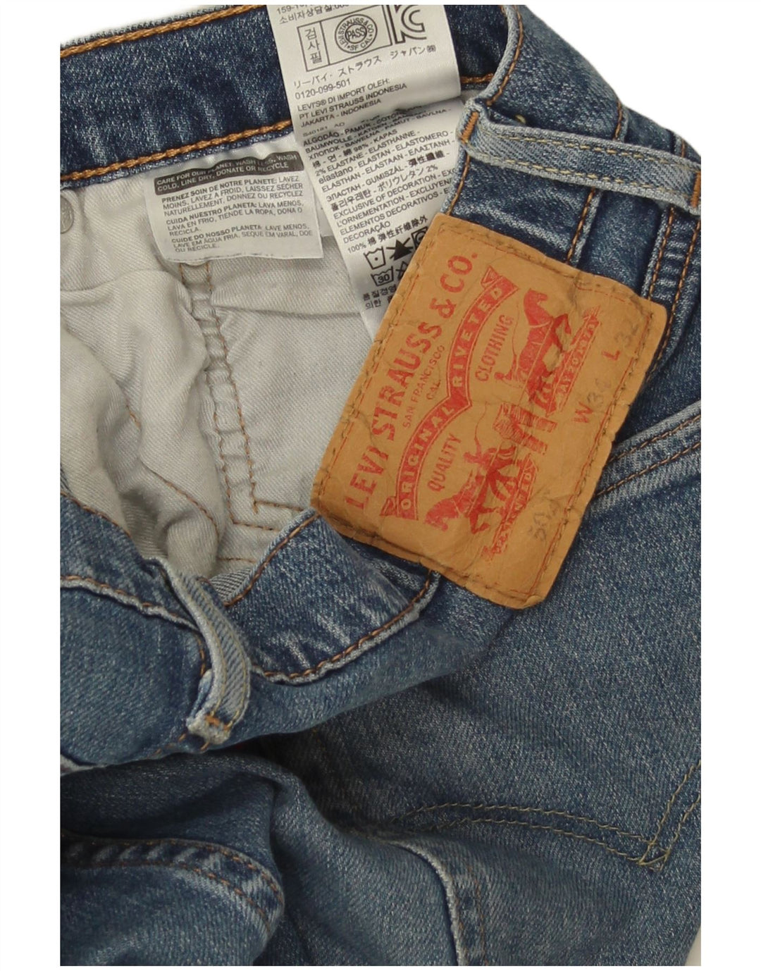 Levi's Herre 502 tilspidsede jeans W34 L32 blå bomuld