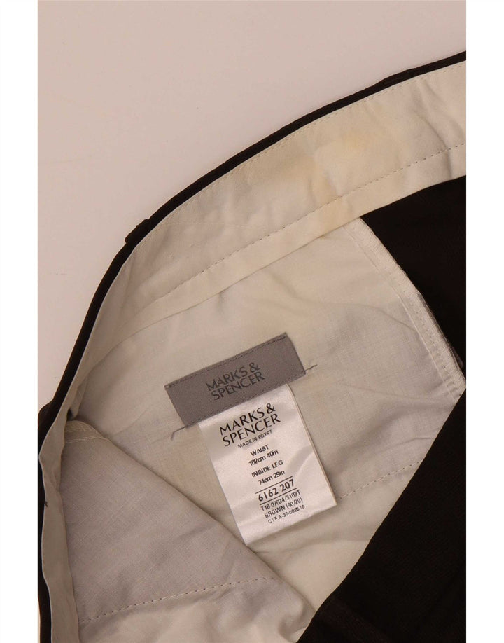 Marks & Spencer Lige jakkesæt til herrebukser W40 L29 brun polyester