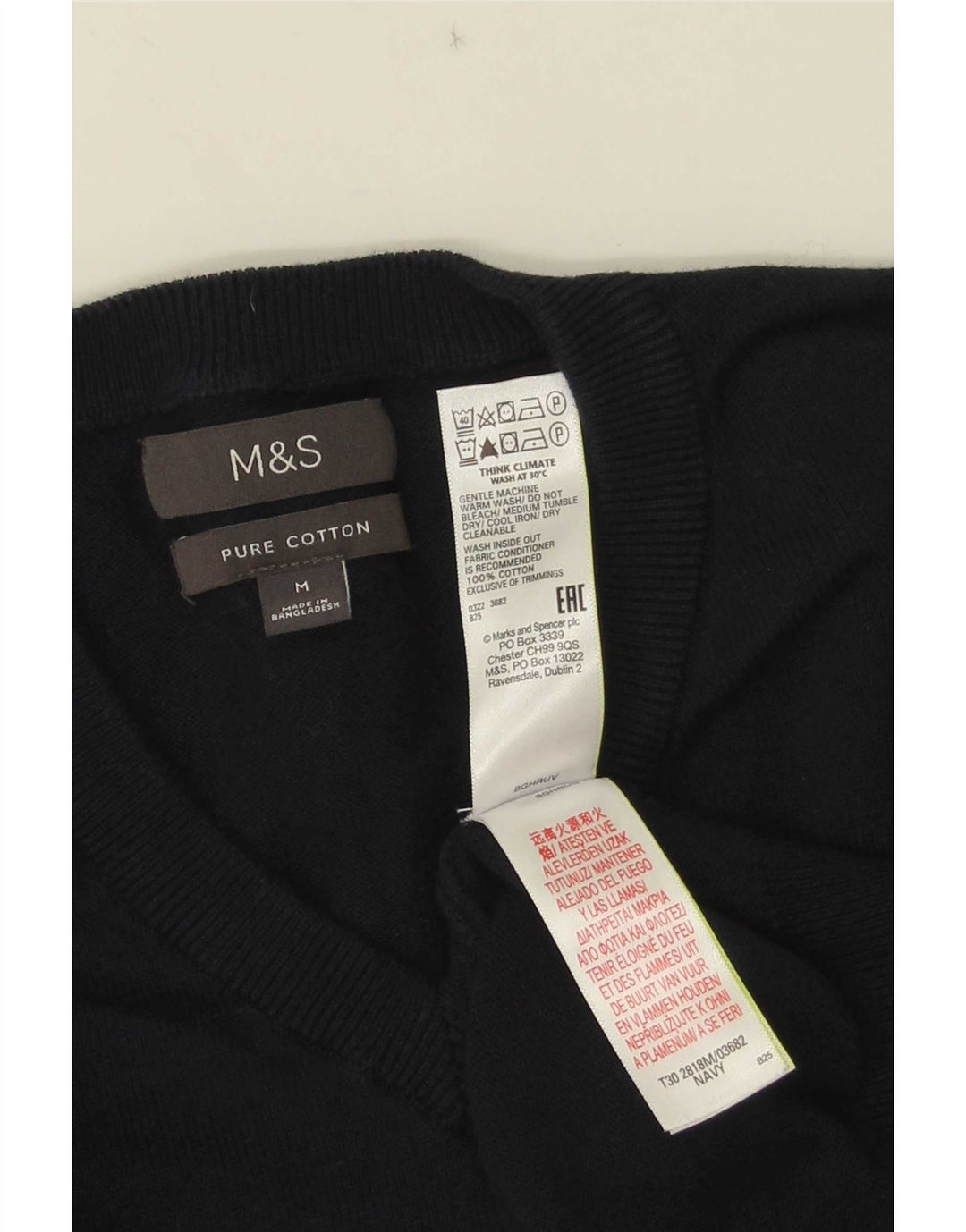 Marks & Spencer Herre V-hals sweater Medium marineblå bomuld