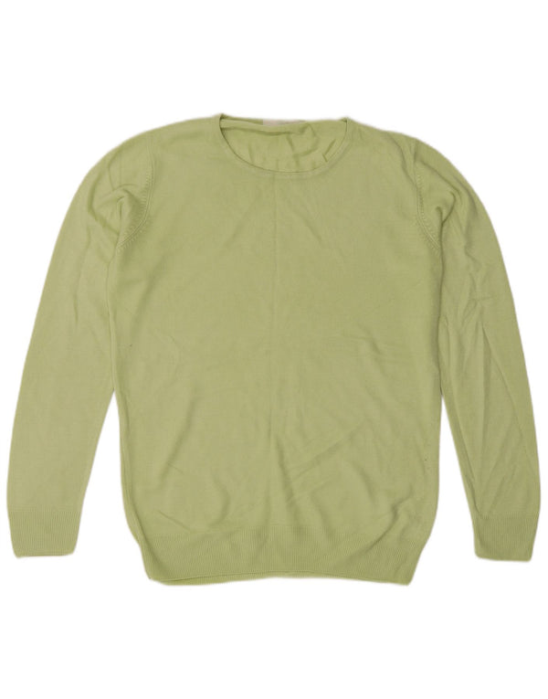 Marks & Spencer Womens Longline Crew Neck Jumper Sweater UK 10 Small Green
