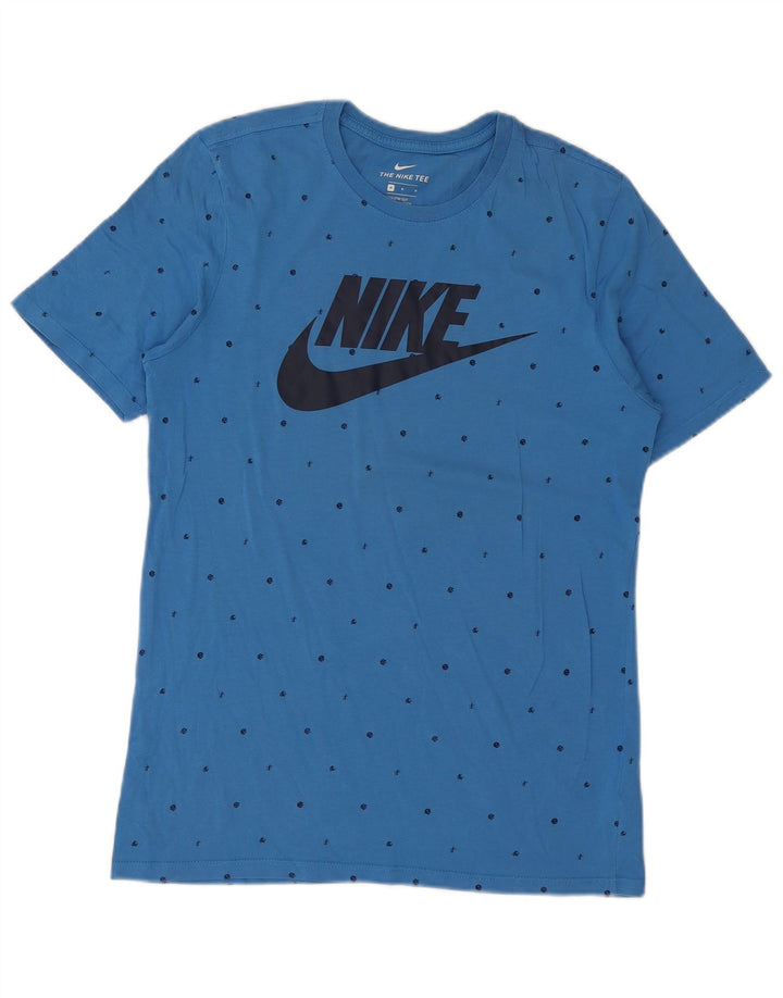 Nike Herre Athletic Cut Grafisk T-Shirt Top Medium Blue Plettet Bomuld
