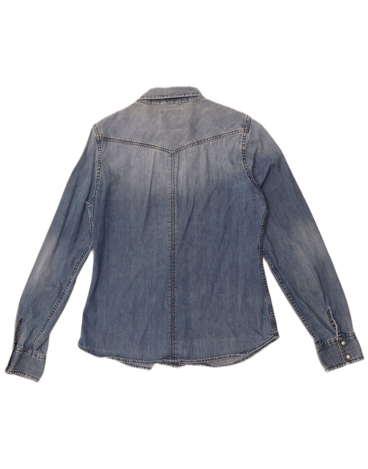 American Eagle Outfitters Dame Denim Shirt UK 14 Medium Blue