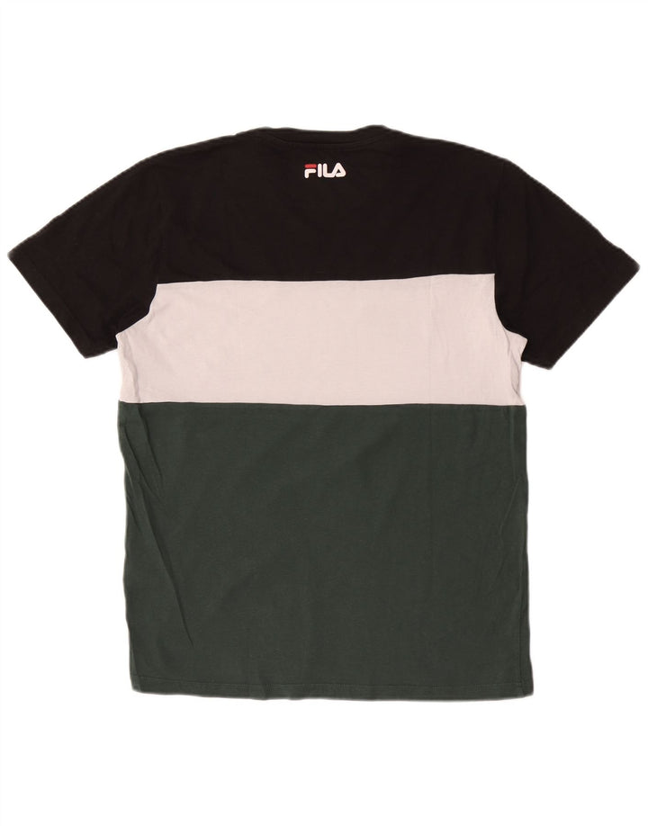 Fila Herre grafisk T-shirt Top Medium Flerfarvet Colourblock Bomuld