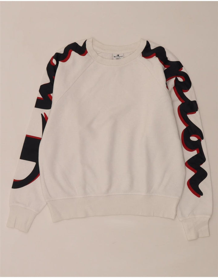 Champion Kvinder Oversized Grafisk Sweatshirt Jumper UK 10 Small White