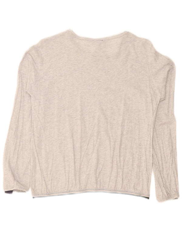 Benetton Girls Graphic Top Long Sleeve 11-12 Years 2XL Grey Flecked Cotton