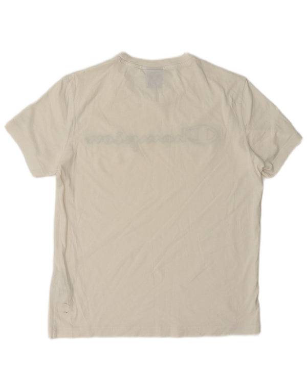 Champion Herre Grafisk T-Shirt Top XS Hvid Bomuld
