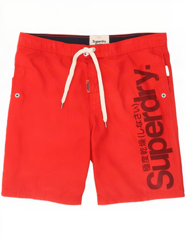 Superdry grafiske svømmeshorts til mænd XL rød polyester