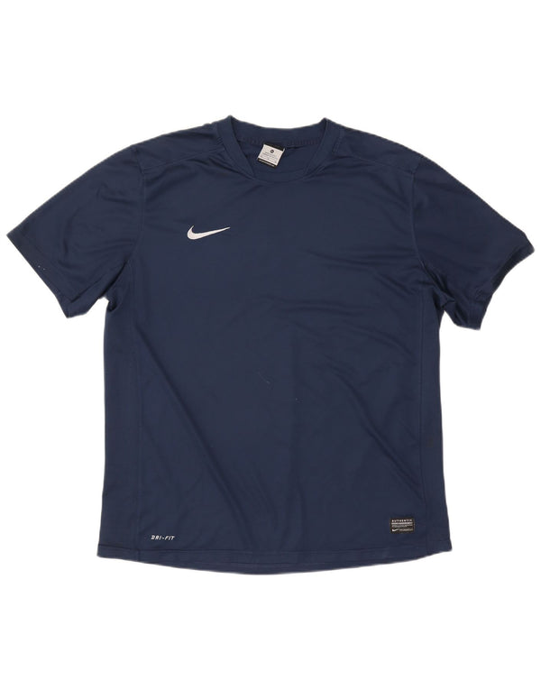 Nike herre Dri Fit T-shirt top XL marineblå polyester