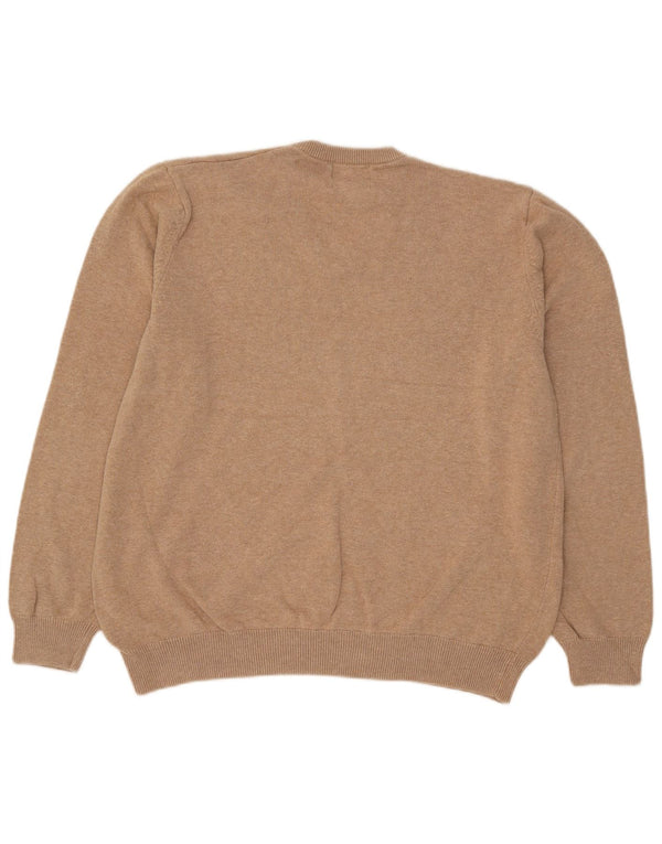 Marks & Spencer Dame V-hals sweater UK 16 Stor Beige Bomuld