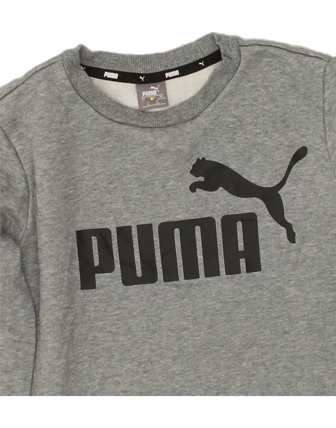 PUMA Boys Graphic Sweatshirt Jumper 11-12 Years Grey Cotton Vintage Puma and Second-Hand Puma from Messina Hembry 
