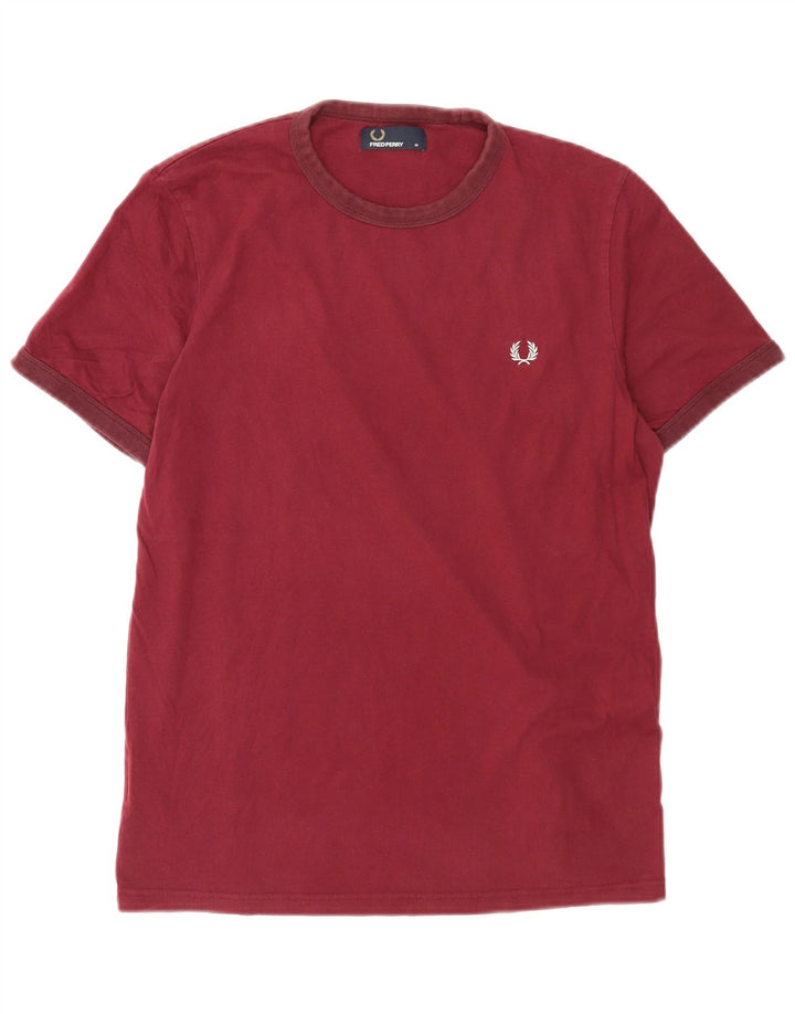 Fred Perry Herre T-Shirt Top Medium Bourgogne Bomuld