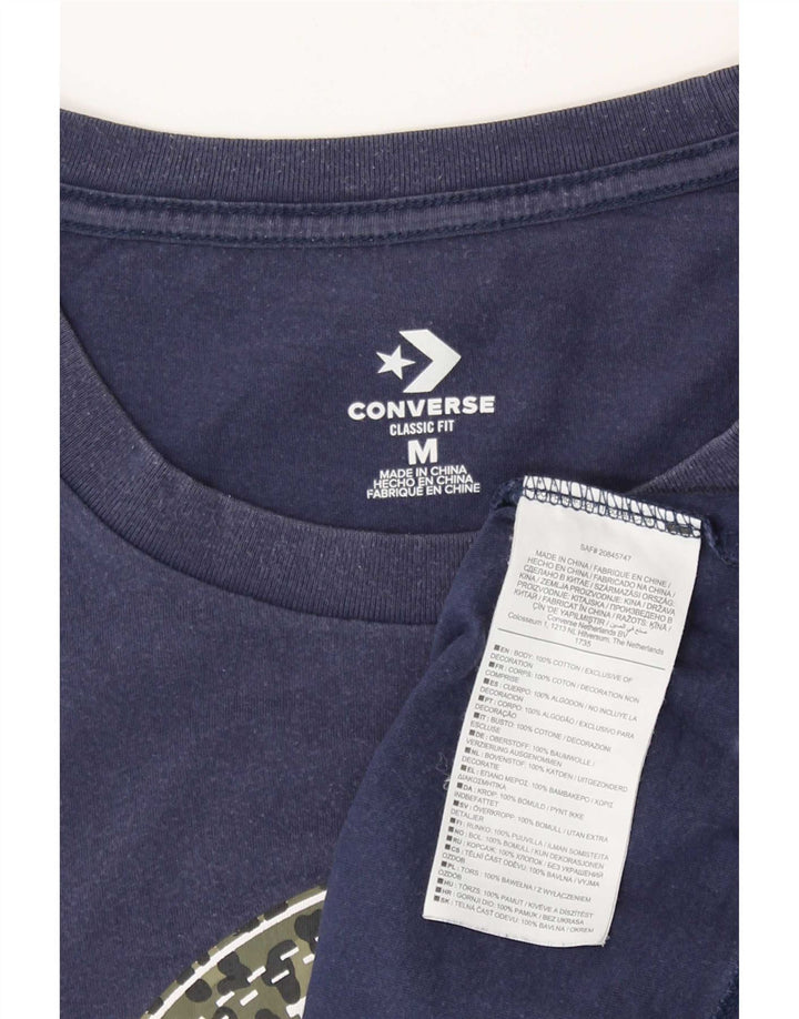 Converse Grafisk T-shirt top til kvinder UK 12 Mellem marineblå bomuld