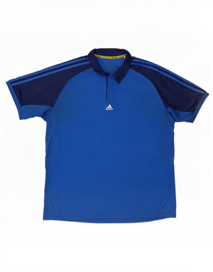 Adidas Herre Climacool Polo Shirt XL Blå Colourblock Polyester