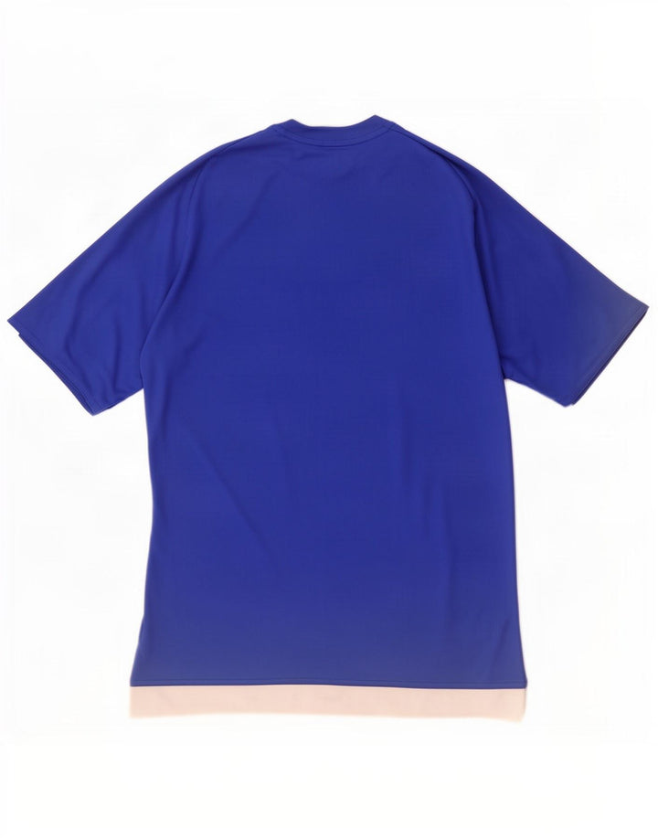 Adidas Herre Climalite T-Shirt Top Lille Blå Colourblock Polyester