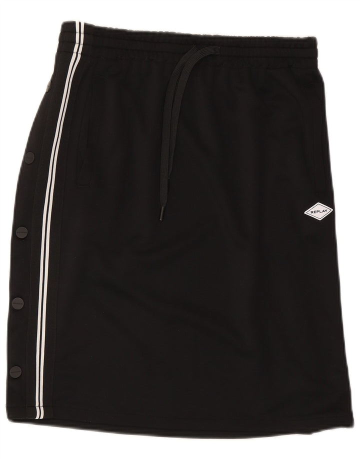 Replay Dame Grafisk Nederdel Small W27 Sort Polyester Sports
