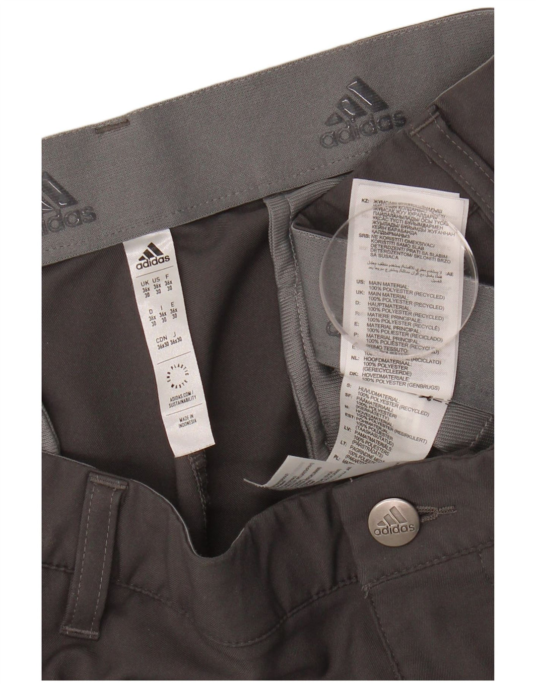 ADIDAS Mens Aeroready Slim Chino Trousers W36 L30 Grey Polyester