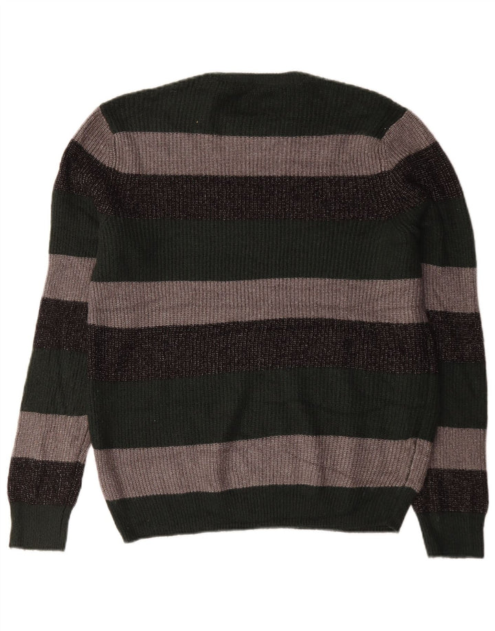 Marks & Spencer Herre sweater med rund hals, mellemgrøn stribet