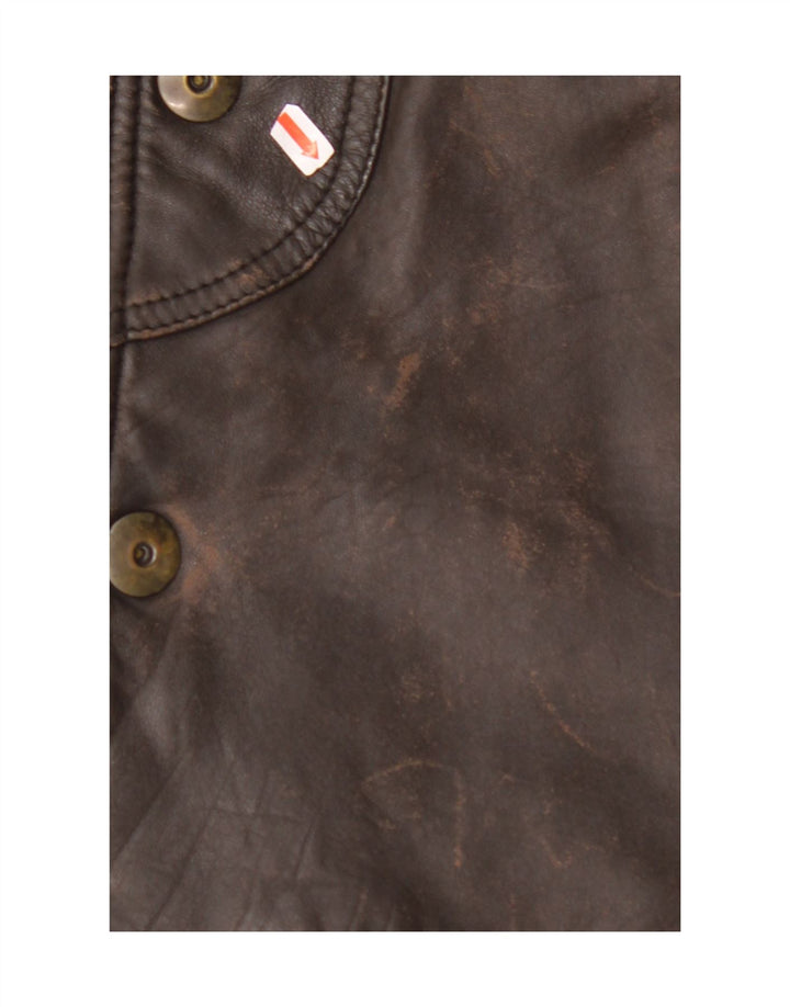 MARCOS Læderfrakke til mænd IT 50 Stor brunt læder