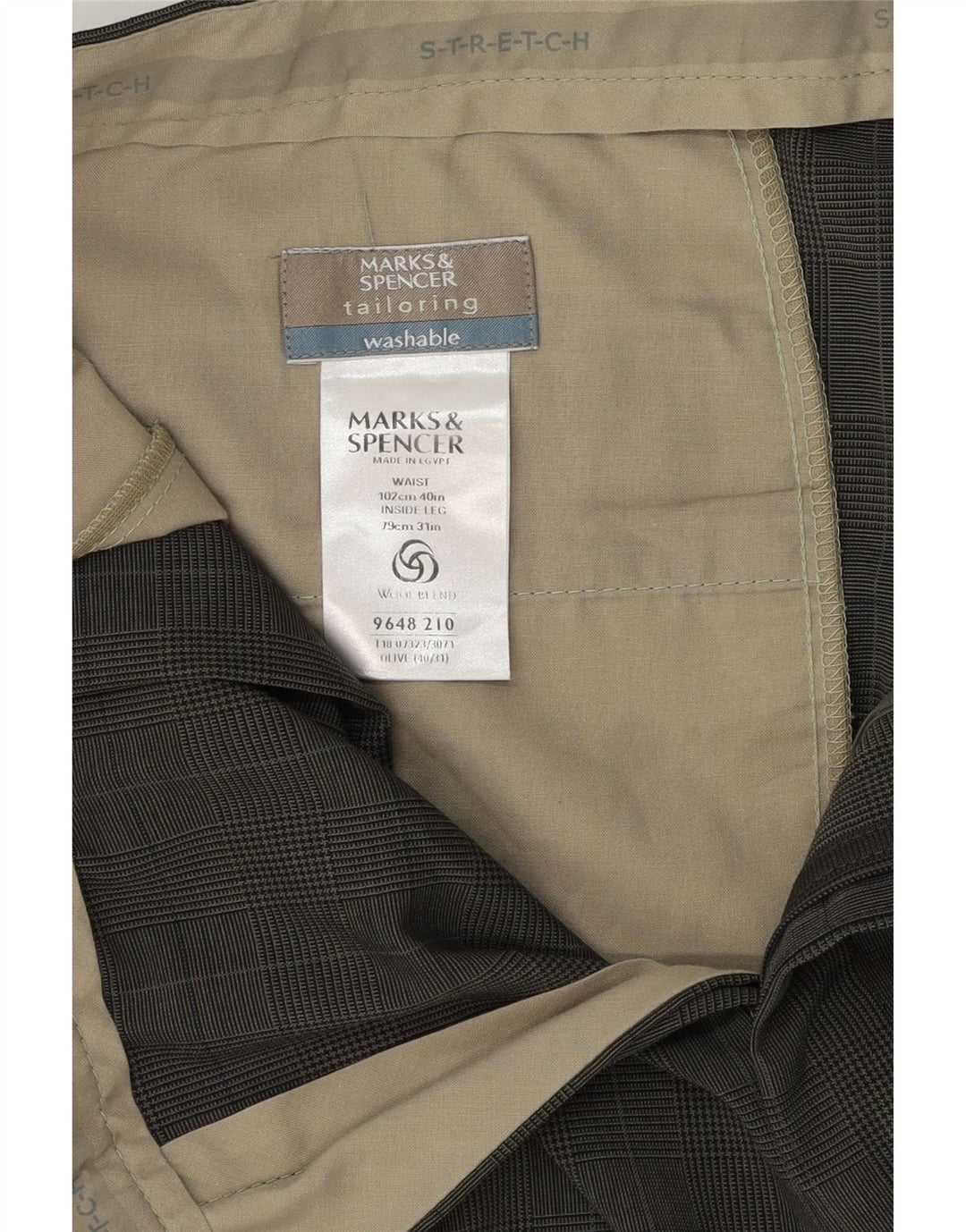 Marks & Spencer Herre Pegged Suit Bukser W40 L31 Khaki Ternet polyester