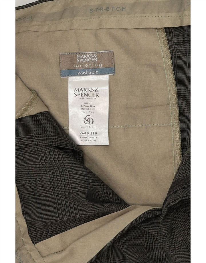 Marks & Spencer Herre Pegged Suit Bukser W40 L31 Khaki Ternet polyester