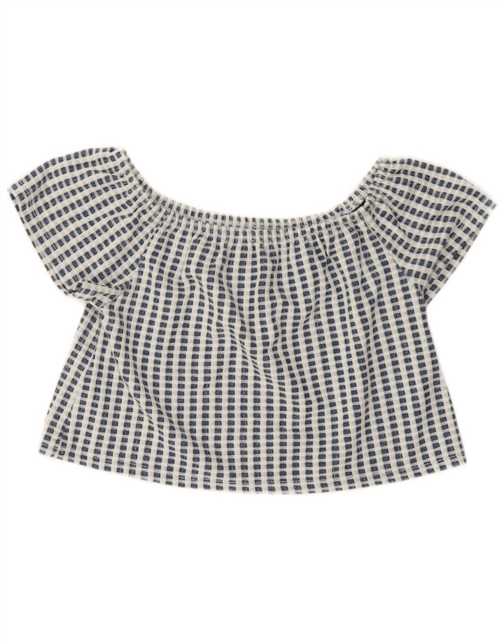 Zara Dame Trafaluc Crop Top UK 10 Lille blå ternet polyester