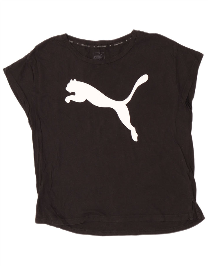 Puma Kortærmet Grafisk T-Shirt Top UK 12 Medium Sort