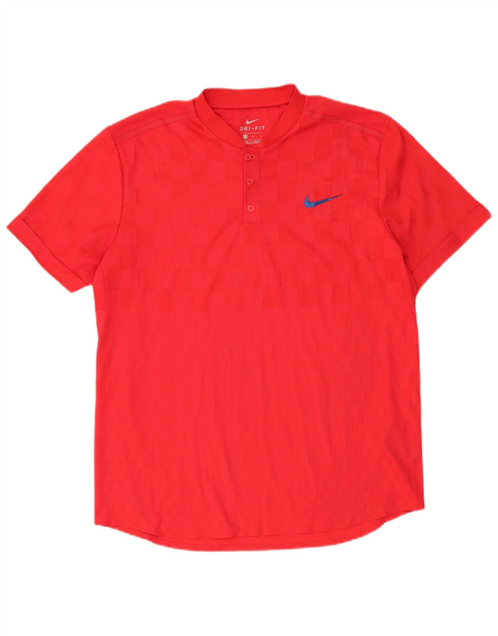 Nike Herre Dri Fit T-Shirt Top Stor Rød Polyester