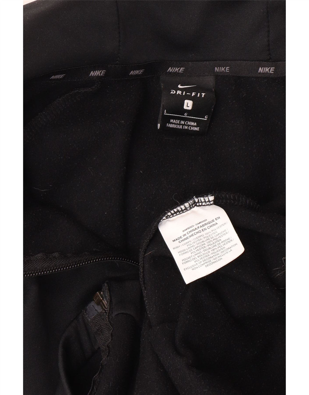 NIKE Herre Dri Fit Hættetrøje med lynlås, medium sort polyester