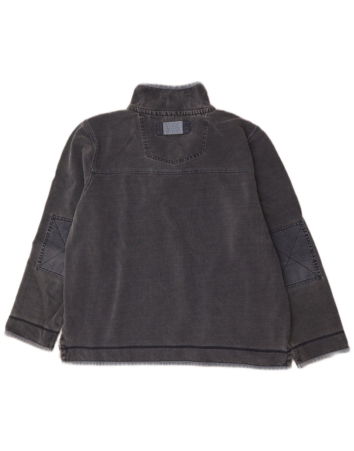 Fat Face Herre Zip Neck Sweatshirt Jumper Stor Grå Bomuld