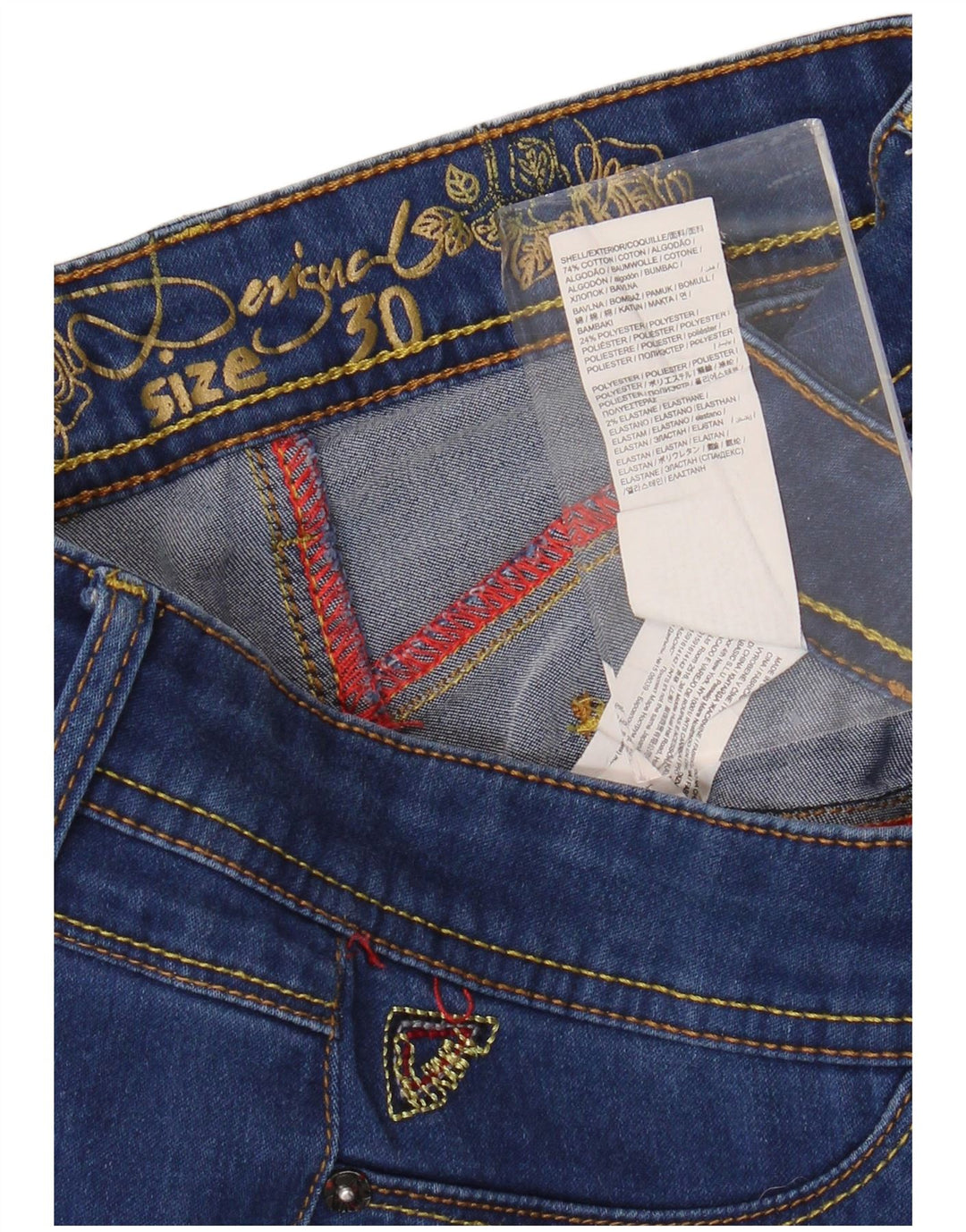 DESIGUAL Dame Skinny Jeans W30 L29 Blå Bomuld