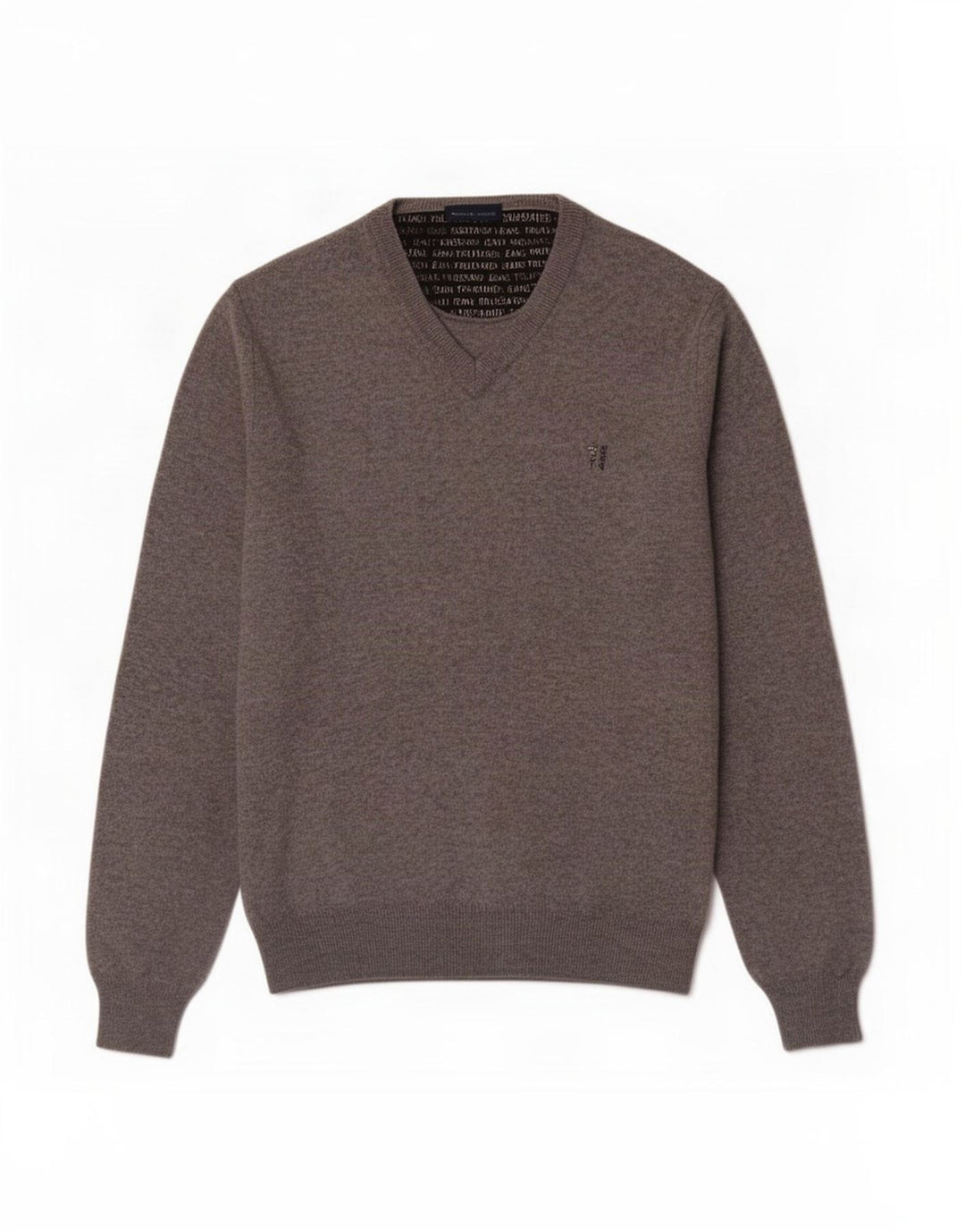 Trussardi Jeans Herre V-hals sweater Stor Grå Flecked