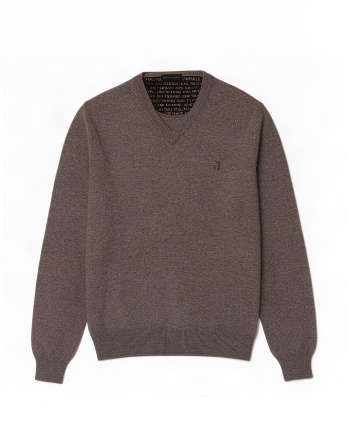 Trussardi Jeans Herre V-hals sweater Stor Grå Flecked