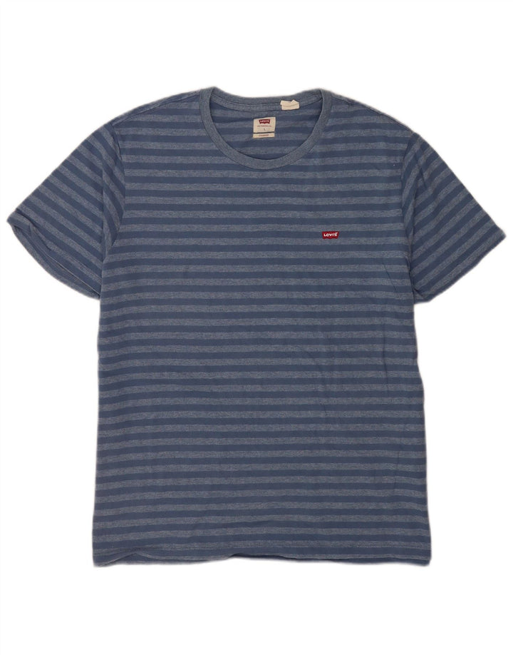 Levi's Herre Standard T-Shirt Top Stor Blå Stribet Bomuld