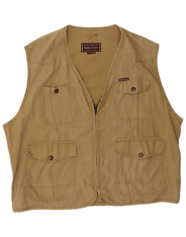 Marlboro Classics Herre Utility Gilet UK 46 3XL Beige Bomuld
