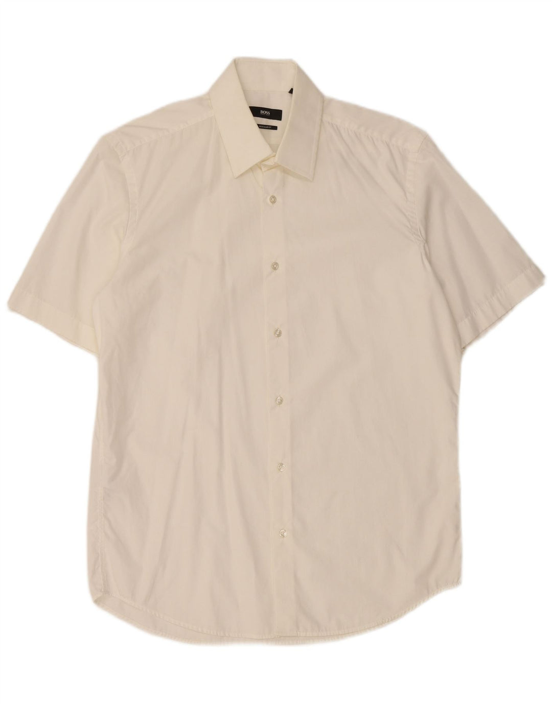 HUGO BOSS Mens Regular Fit Short Sleeve Shirt Size 40 15 1/2 Medium White