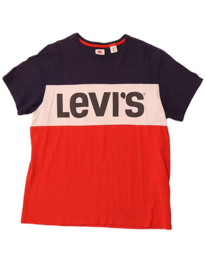 LEVI'S Herre grafisk T-shirt Top Stor flerfarvet Colourblock Bomuld