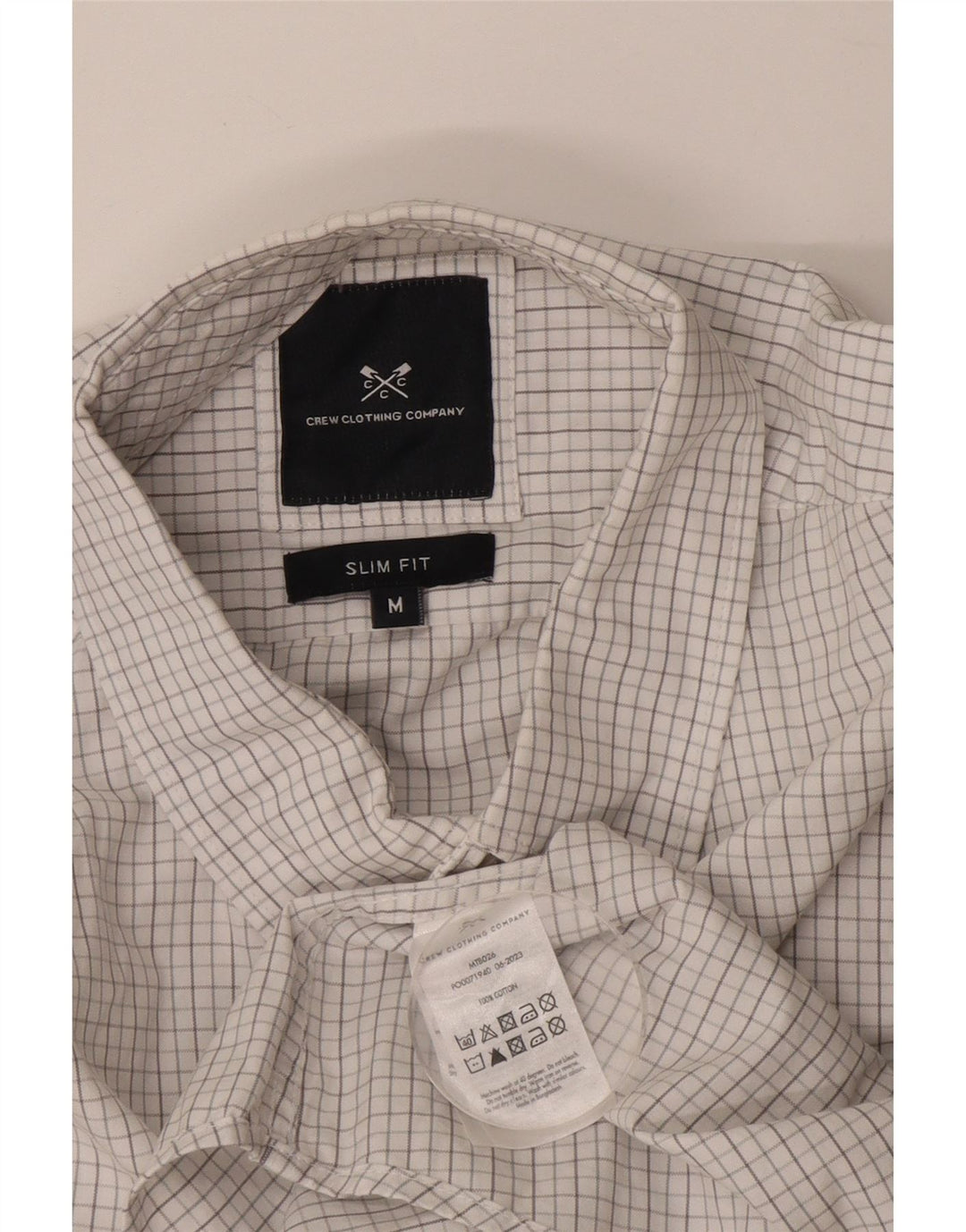 CREW TØJ Herre Slim Fit skjorte Medium White Gingham Cotton