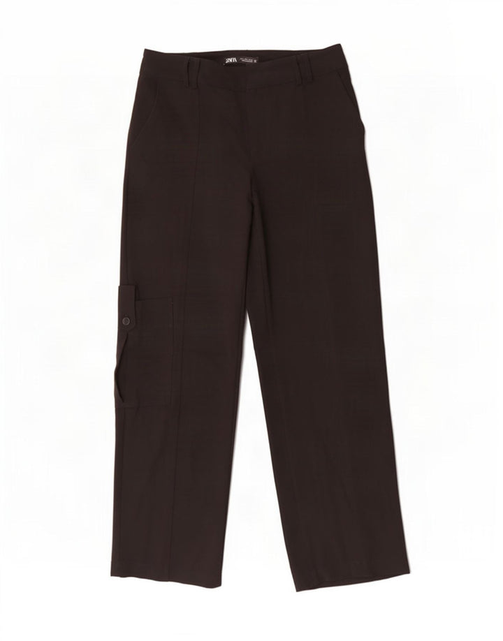 Zara Straight Cargo Bukser Small W26 L31 Sort Polyester