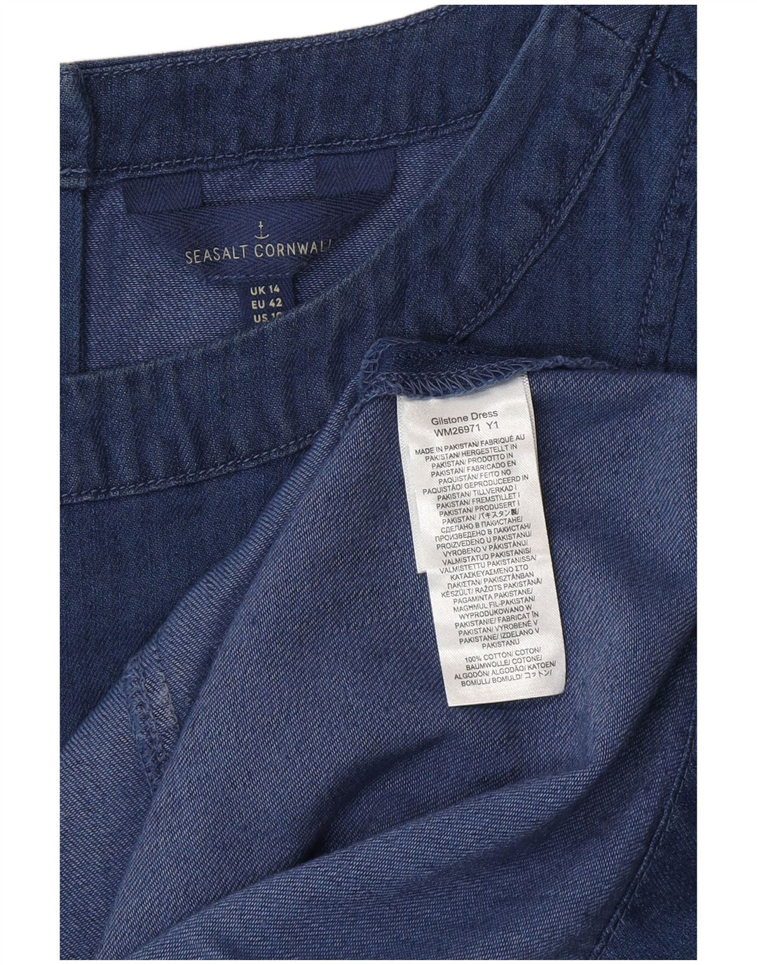 Seasalt Cornwall Womens Shift Dress UK 14 Large Navy Blue Cotton